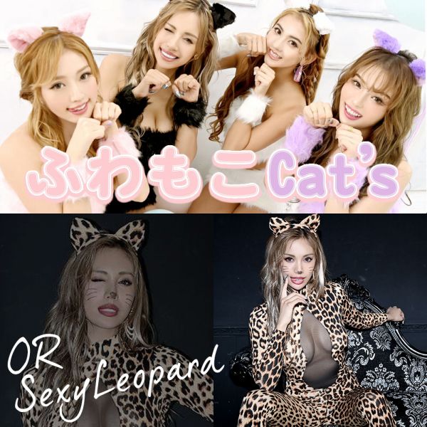ハロウィンの猫コスプレ2タイプ