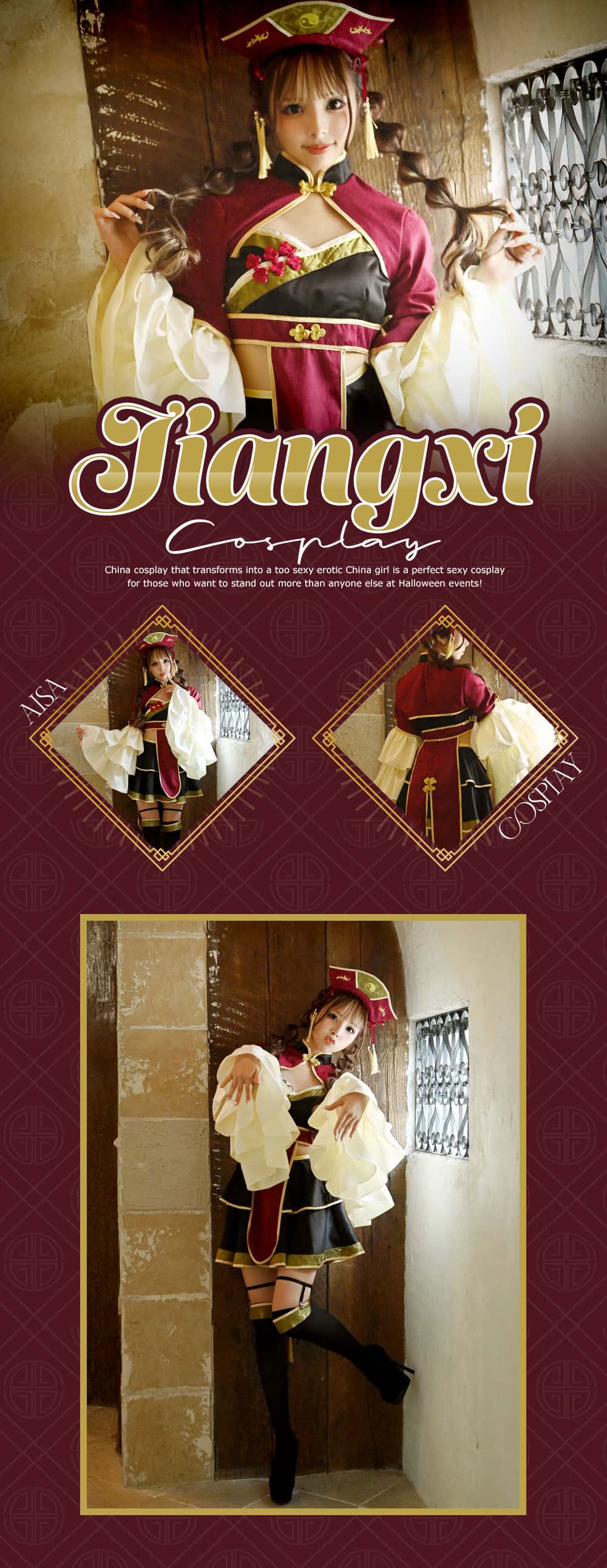 あいさちゃん着用の道士ladyデザインキョンシーチャイナコスプレ