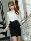 ブラウジング七分袖ペプラムキャバワンピース 加賀美早紀 着用ドレス【Belsia/ベルシア】(S/M/L/XL)(ホワイト)