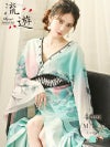 グリーンカラー和華柄美グラデ和柄ドレス 加賀美早紀 着用 花魁ドレス【流遊/りゅうゆう】
