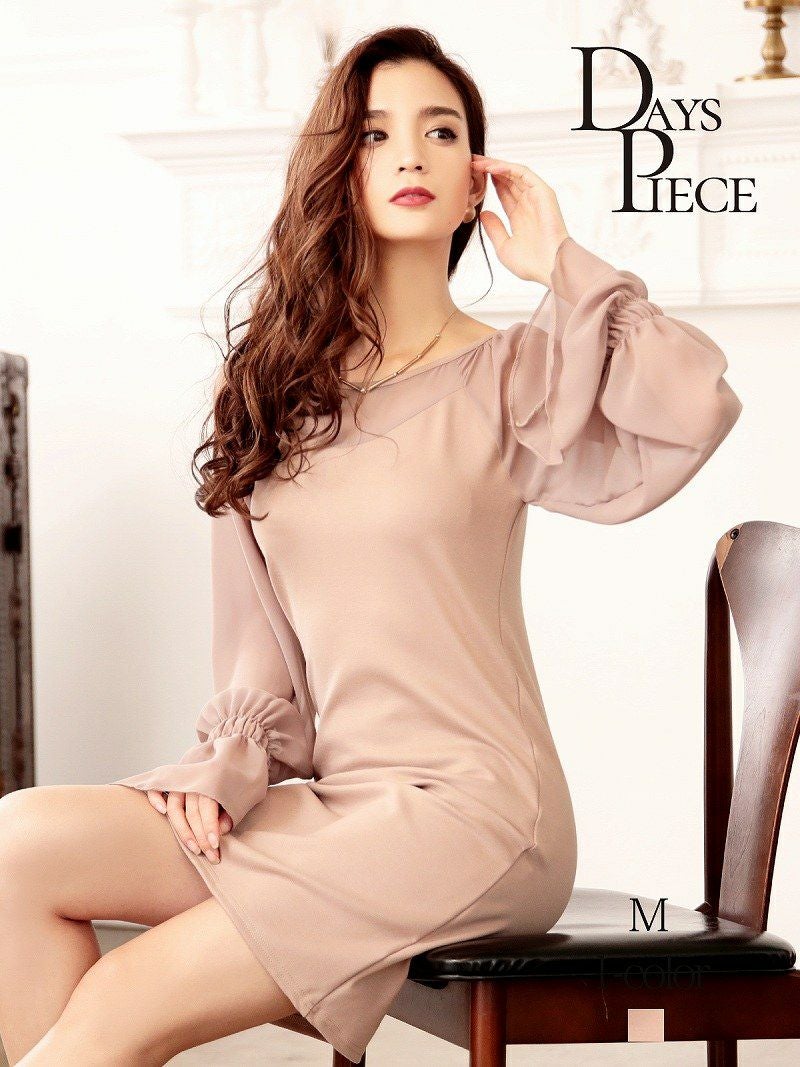 シフォンベルスリーブ韓国ドレス【DAYS PIECE】ストレッチキャバクラワンピース【デイズピース】