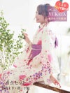 浴衣 八重桜×白地セパレートキャバ浴衣【Ryuyu】お祭りやイベントで活躍レディース二部式ゆかた