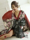 【流遊】大きいサイズ完備!!盛り帯花柄着物ドレス【Ryuyu】【リューユ】シフォン花魁ロングドレス