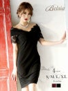 膝丈オフショルダータイトミニドレス 加賀美早紀 着用キャバクラドレス【Belsia/ベルシア】(S/M/L/XL)(ブラック/ワイン)