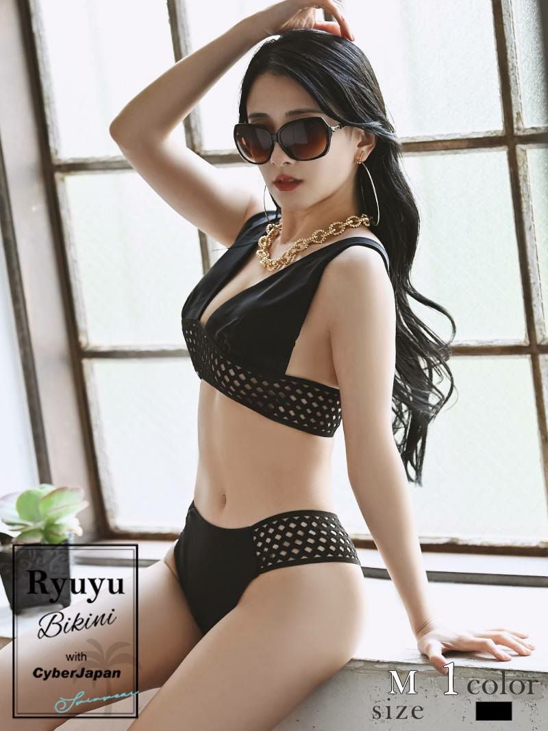 水着 レースバンテージ単色ブラジリアンデザイン単色ビキニ カットアウトデザイン無地水着