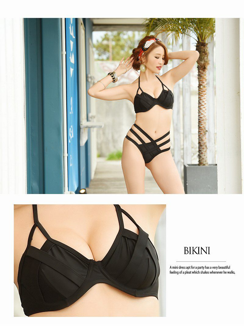 水着 sexy!!黒ホルターネック三角ビキニ カットアウトブラジリアン