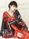 花魁シフォン中ミニ着物ロングドレス 加賀美早紀 着用キャバドレス【流遊/りゅうゆう】(S/M/L/XL)(レッド)