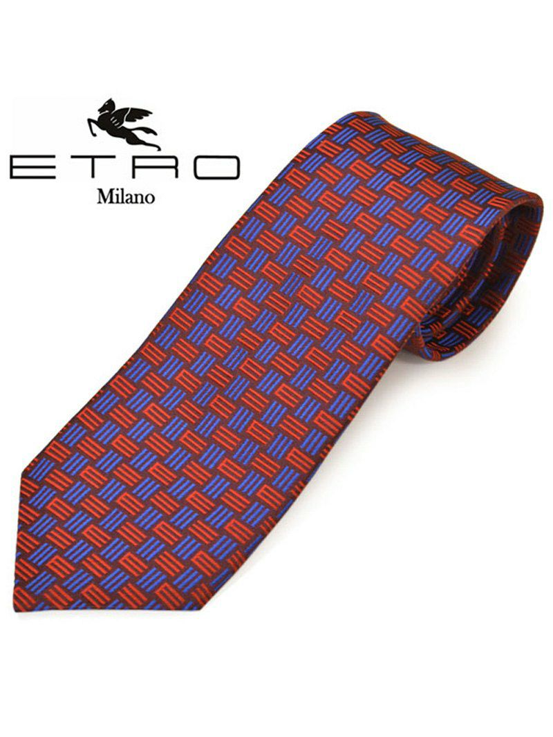ネクタイ エトロ メンズ ETRO 格子柄シルクネクタイ(サイズ剣幅8cm)eet20s013 3078-600 レッド OEO