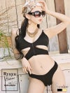 水着 リブ素材ワンカラー前ジップレディースビキニ【Ryuyu】カッティングVカットデザイン水着