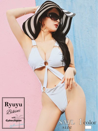 水着 ホワイトカラーインポート風ハイレグモノキニ レディース水着【Ryuyu】(S/M/L)(ホワイト)