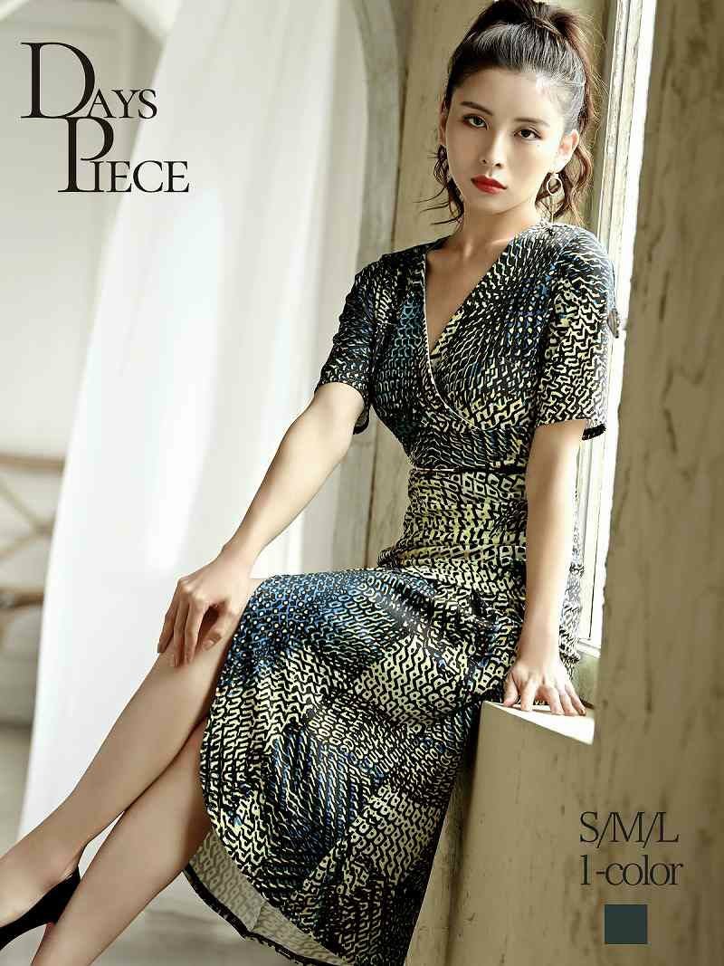 ジオメトリックカシュクール袖付きキャバワンピース【DAYS PIECE/デイズピース】