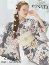 【即納】グレーカラー牡丹柄レディース浴衣2点セット【Ryuyu/リューユ】