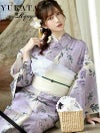 【即納】パープルカラー薔薇柄レディース浴衣 加賀美早紀 着用 綿麻高級浴衣【Ryuyu/リューユ】