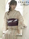 浴衣 白地にストライプ柄レディース単品浴衣 加賀美早紀 着用 単品ゆかた【Ryuyu】