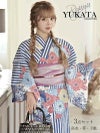 【即納】ブルーストライプカラフルギャル浴衣 あいさ 着用 レディース浴衣3点セット【Ryuyu/リューユ】