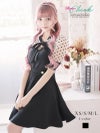 ドット柄袖付きフレアキャバドレス きわ 着用 ミニドレス【Ryuyu/リューユ】