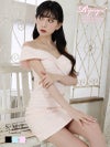 クラシカルツイードデザインタイトオフショルダーキャバドレス【Belsia】