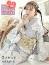 浴衣 花柄に淡い水色がかわいいはんなりセパレートゆかた みりちゃむ 着用 二部式浴衣【Ryuyu】