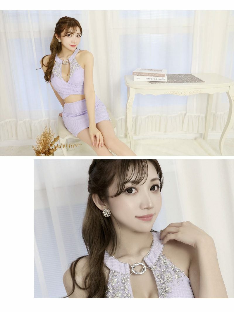 Angel R/エンジェルアール】谷間ビジューマイクロミニ丈セットアップ