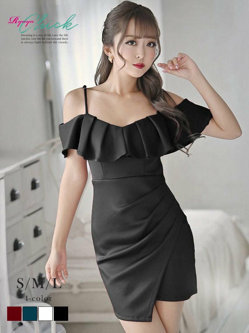 セクシーに魅せるワンショルダータイトドレス【RyuyuChick】