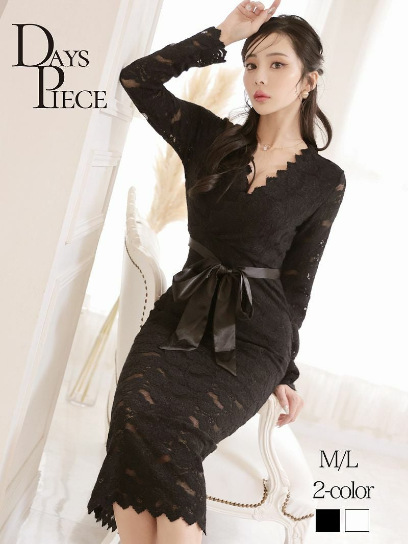 レース柄あったかニットロングワンピース KANO 着用 韓国風ワンピース【DAYS PIECE】