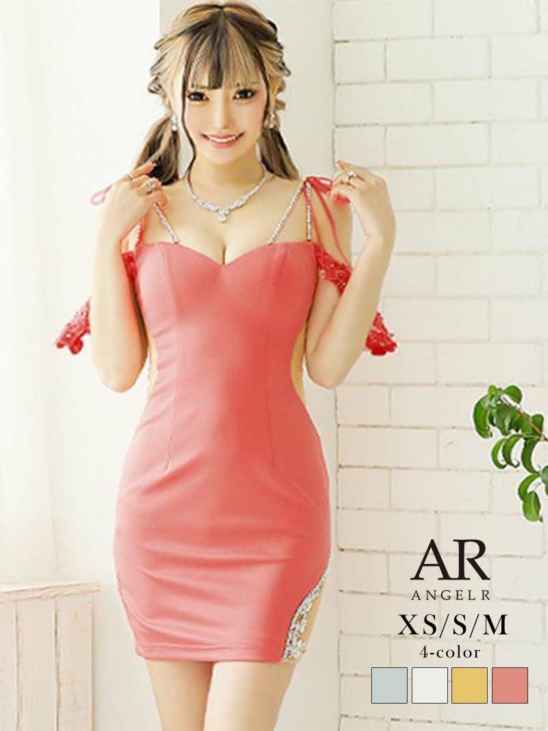 ビジューフラワー刺繍レースタイトキャバミニドレス【Angel R/エンジェルアール】