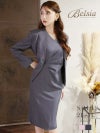 膝丈シンプルジャケット付きキャバママワンピーススーツ【Belsia】