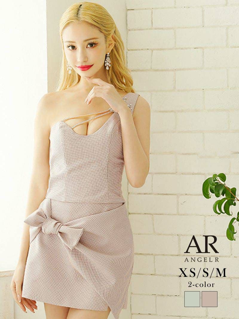【Angel R/エンジェルアール】ワンショルダーウエストリボンキャバ嬢ミニドレス