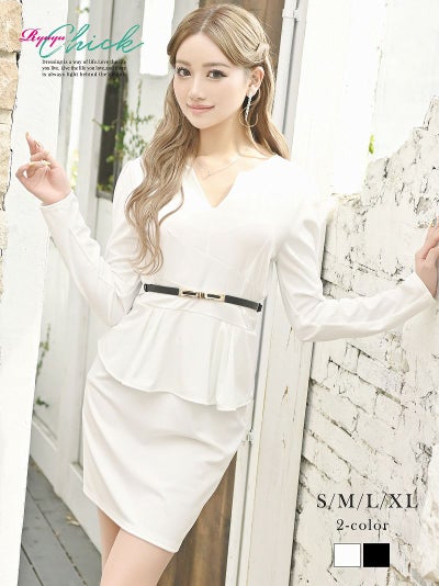 先行予約割￥1980→￥1881！※一部予約販売※神級！体型カバーブラOKラウンジワンピース りおん 着用 プチプラキャバドレス【RyuyuChick】(S/M/L/XL(2L))(ブラック/ホワイト)