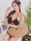 水着 セクシーなモノキニ風デザインが目を惹く脚長効果抜群なブラックのハイウエストビキニ 【Ryuyu】