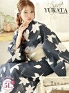 浴衣 ネイビー地に可憐に咲く百合柄トールサイズレディース浴衣【Ryuyu】