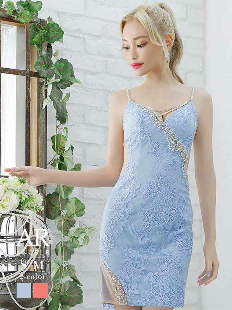 Angel R/エンジェルアール】花柄レースシアービジューキャバドレス(S/M