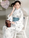 ※予約販売※浴衣 白地に古典フラワーデザインワンピース浴衣 KANO 着用 2WAYレディース浴衣【Ryuyu】
