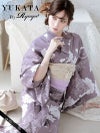 浴衣 くすみパープル古典柄レディース浴衣 加賀美早紀 着用 大人浴衣2点セット【Ryuyu】