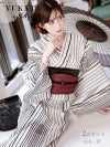 浴衣 大正ロマン縦縞モノトーンレディース浴衣 加賀美早紀 着用 2点セット浴衣【Ryuyu】