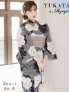 浴衣 ネイビー古典柄な牡丹モダンレディース浴衣 加賀美早紀 着用 大人浴衣【Ryuyu】