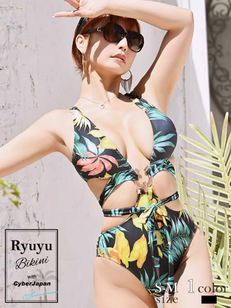 水着 ボタニカル柄セクシーモノキニ ENA着用 レディース水着【Ryuyu】