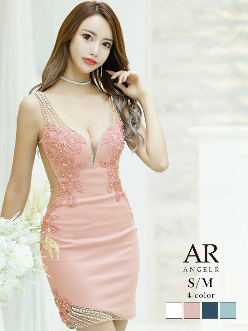 ツイードデザインビジューセクシーキャバドレス【Angel R/エンジェル
