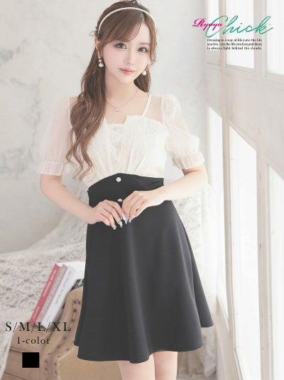 ドールレイヤードスパンコールミニドレス りせり 着用 キャバドレス【RyuyuChick】(S/M/L/XL(2L))(ブラック)