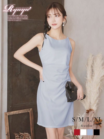 先行予約割¥5980→¥5681!※一部予約販売※フォーマルシンプルワンピース【Ryuyu】(S/M/L/XL(2L))(ブラック/レッド/ホワイト/ブルー)