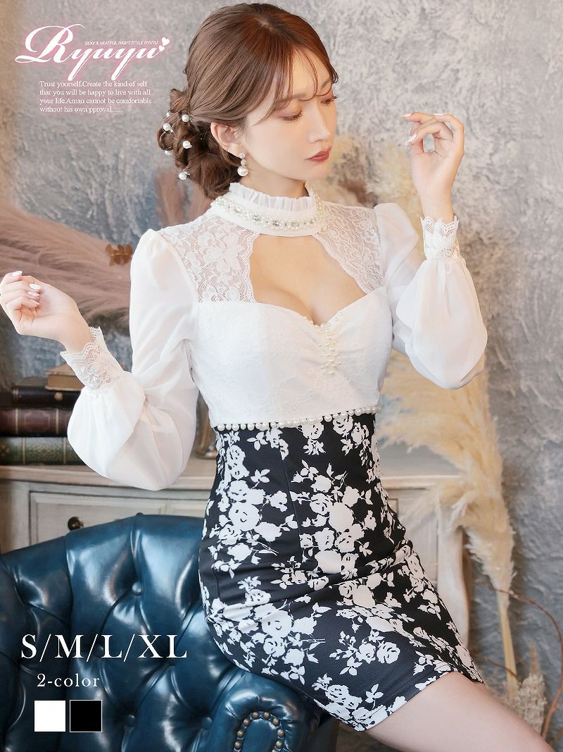 先行予約割￥6580→￥6250！※一部予約販売※レース袖立体花柄刺繍タイト