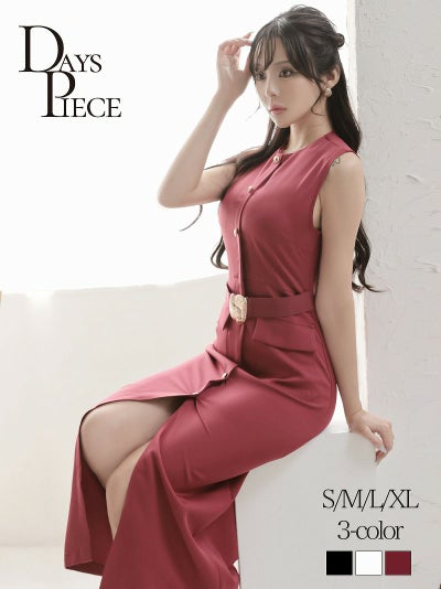 先行予約割¥6380→¥6061!※一部予約販売※ノースリーブ美シルエミディ丈韓国ワンピース KANO 着用 キャバワンピース【DAYS PIECE】(S/M/L/XL)(ブラック/ホワイト/ワイン)