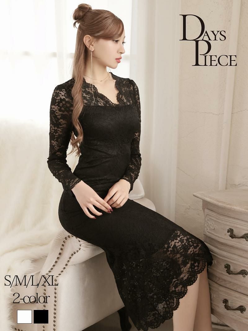大人な色香を纏う韓国風の総レースワンピースでセレブのような気品を演出【DaysPiece】(S/M/L/XL(2L))(ホワイト/ブラック)